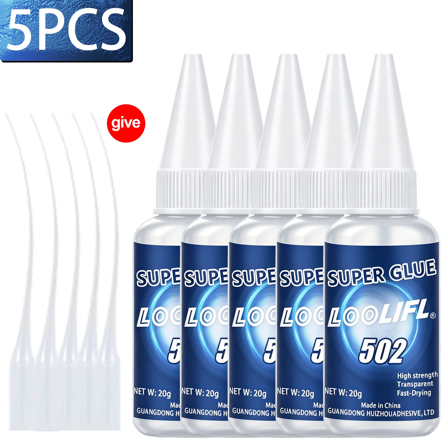 502 Superkleber Sofortkleber Starker Cyanacrylat-Klebstoff Schnelltrocknend Universelle Reparatur für Metall Kunststoff Keramik Holz Glas Werkzeug 20g