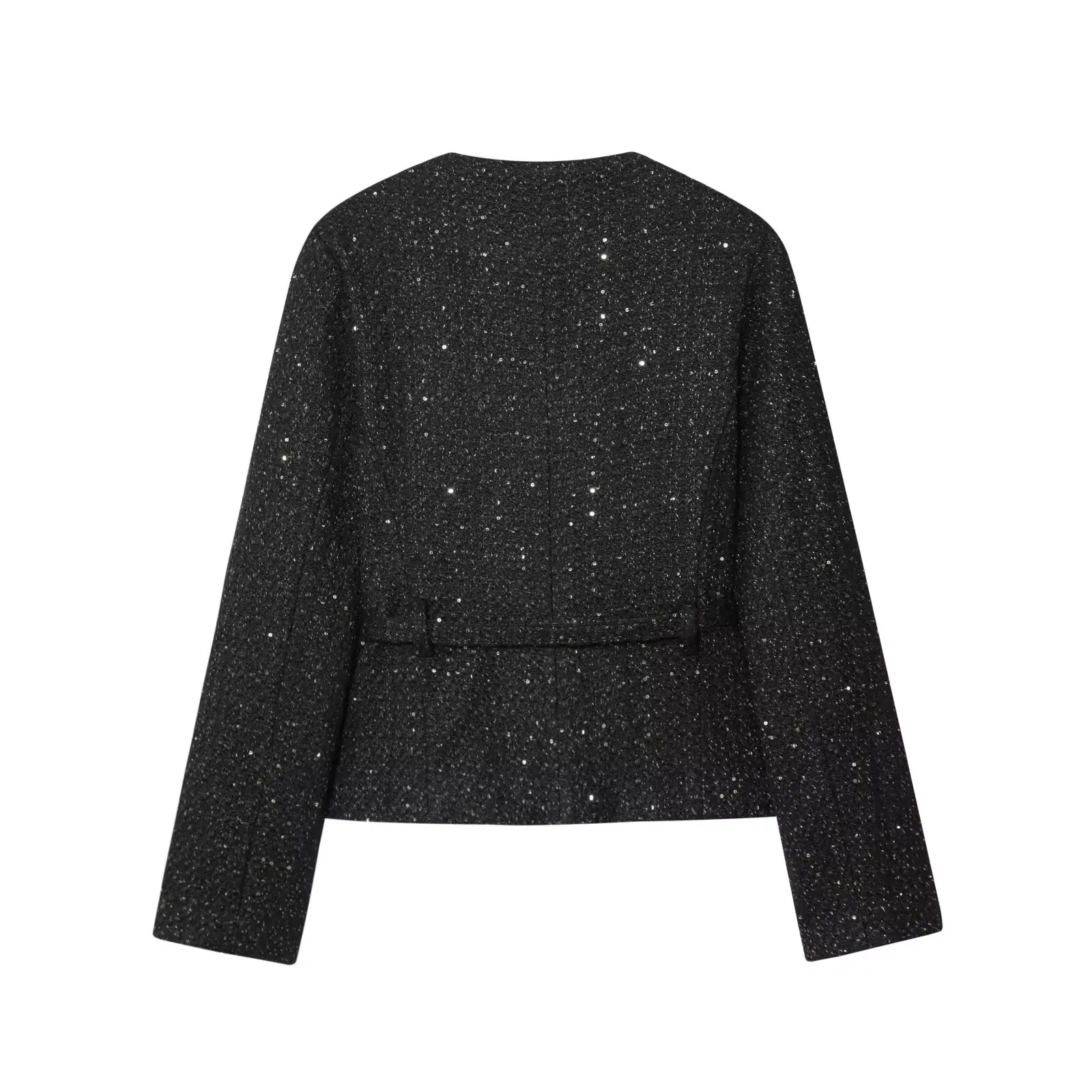 Zbzr primavera nova feminina faionable longo sve casaco iny lantejoulas thiened outerwear comute adequado fibra de poliéster