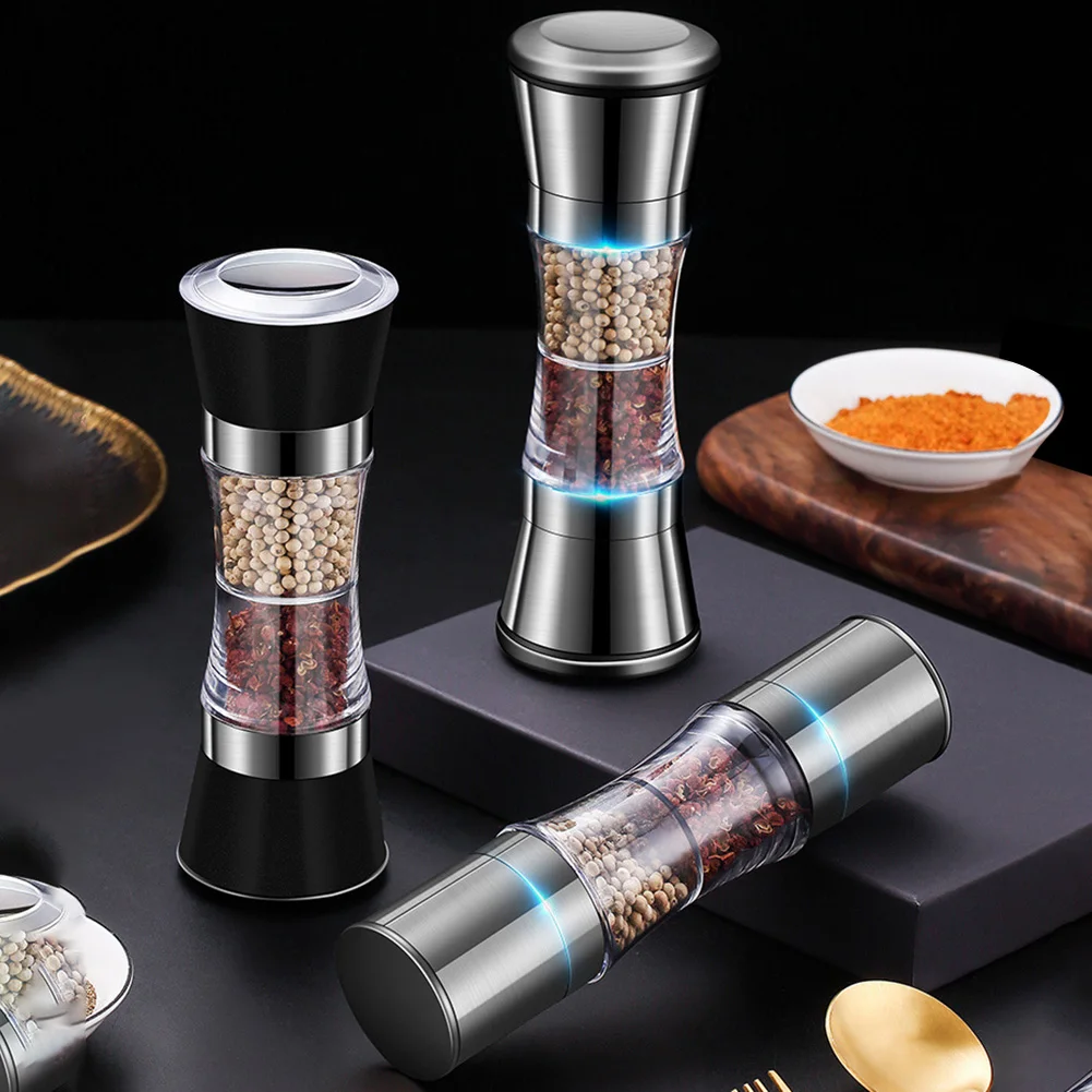 Fillable Double Head Pepper Grinder Long Lasting Freshs Keeping Spice Grinder Kitchen Accessories