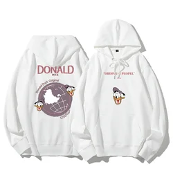 Donald Duck Sweater Women's Disney Joint Winter Clothes Disney Loose Pink Hooded Top  Anime Hoodie  Streetwear Women