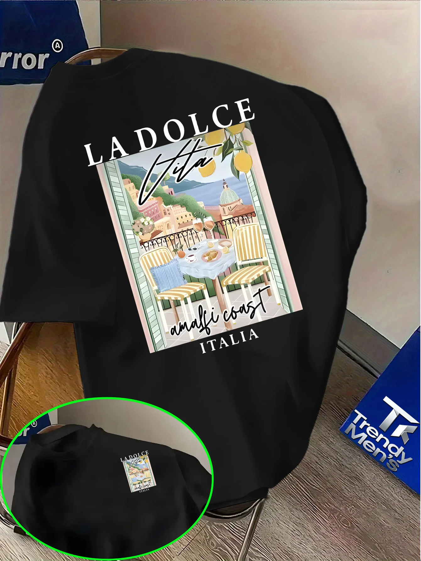 La Dolce Vita Amalfi Coast Print on 100 Cotton Mens T Shirt Great for Summer Casual Vacation and Streetwear Outings