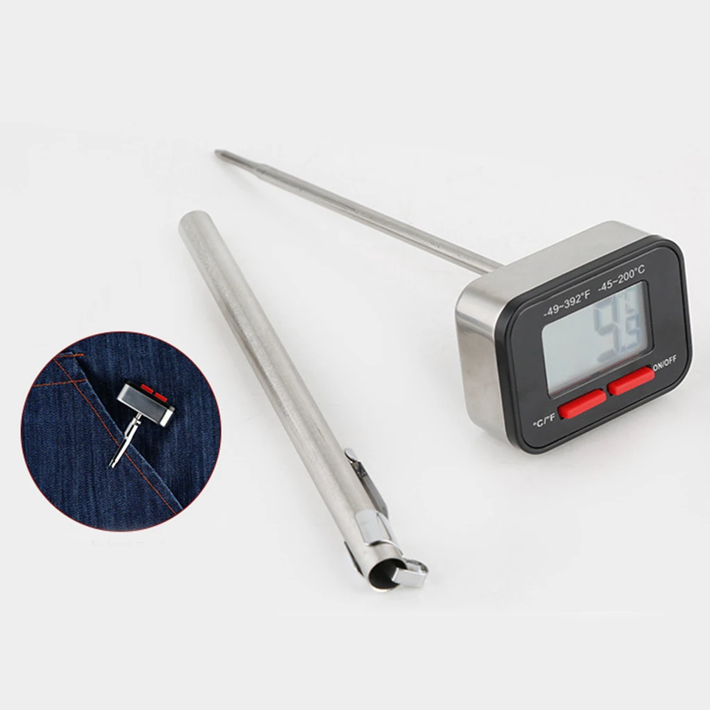 Espresso Thermometer Digital Instant Read Stainless Steel Probe Kitchen Temperature Tool for Latte Milk and Tea Brewing