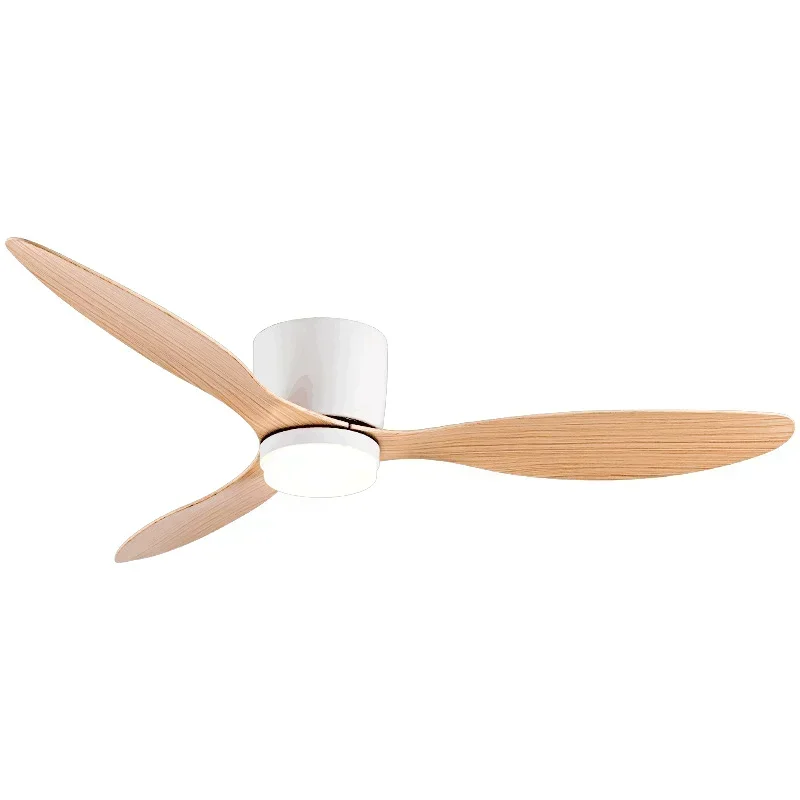 2025 Low Floor Ceiling Fan with Led Light Remote Control Cooling Fans Lamp Design Ceiling Lamp Fan White Wood Color FAN Blades