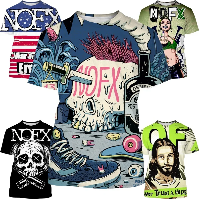 Summer Fashion Casual Street Short-sleeved Nofx 3D Printing T-shirt  Men\'s and Women\'s Hip-hop Top Tees