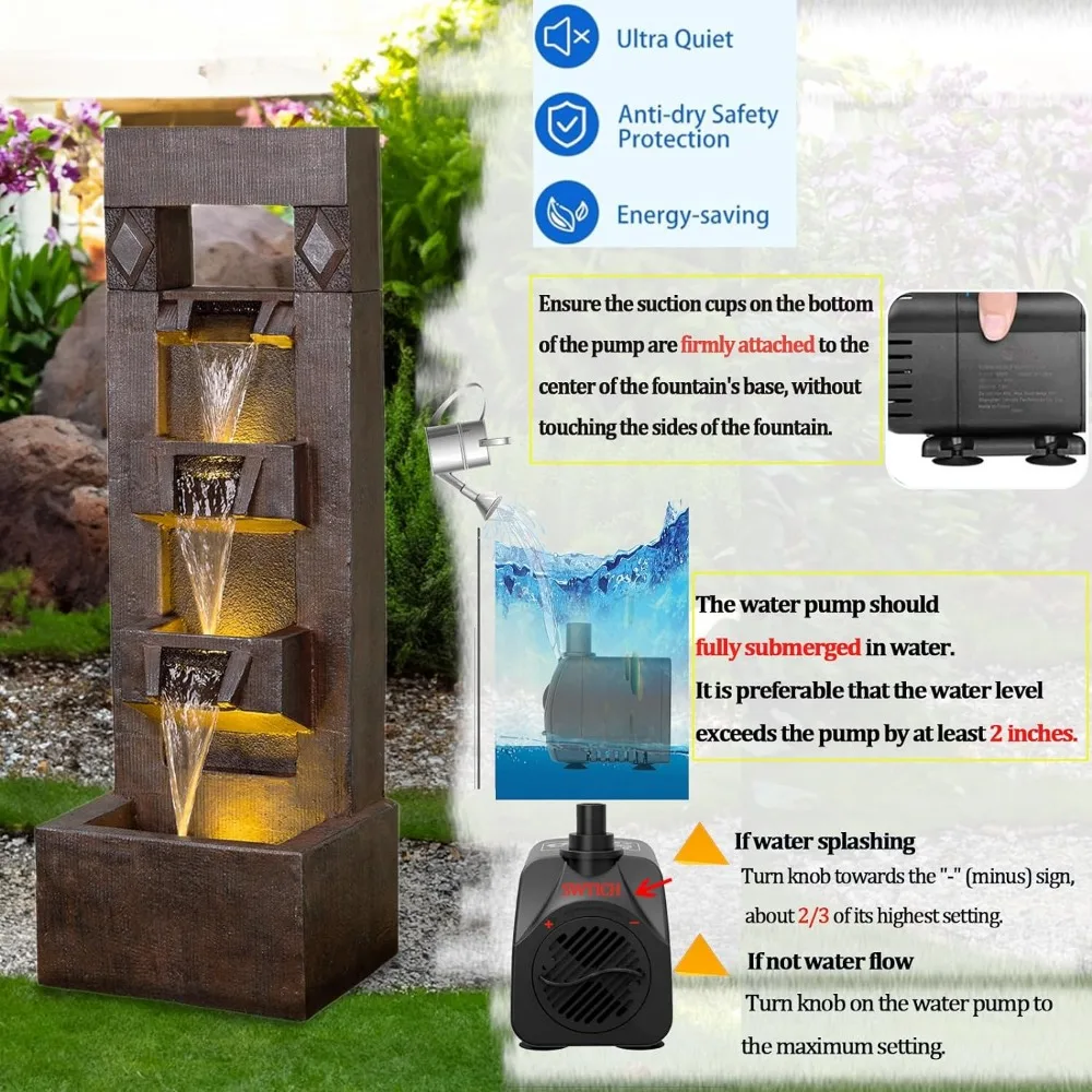 Imagem -05 - Fonte de Água ao ar Livre com Luzes Led Indoor Waterfall Garden Fountain Floor-standing 4094 em