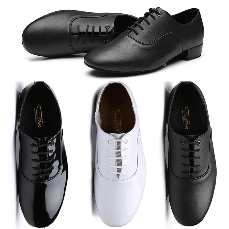 Zapatos de baile de salón para hombre, zapatos de baile de Tango, Salsa, piel sintética, Blanco, Negro, alta calidad, descuento, nuevo