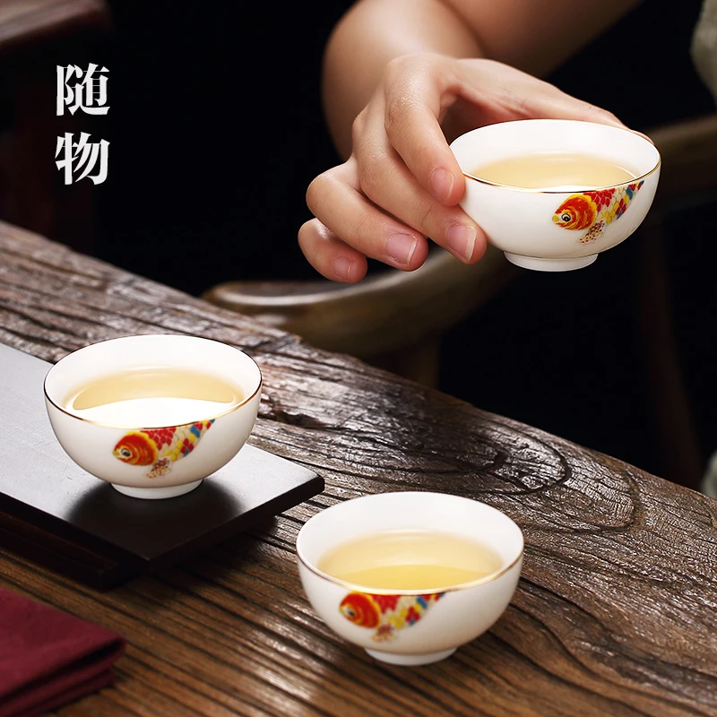 Jinli White Porcelain Kung Fu Ceramic Master Drinking Single Small Cup Tea Set