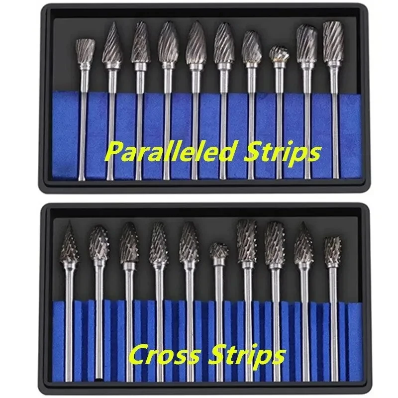 10pcs Carbide Burr Set, Hard Alloy Tungsten Steel Double Cut Rotary File Milling Cutter Head, Woodworking Grinding Carvin view 4
