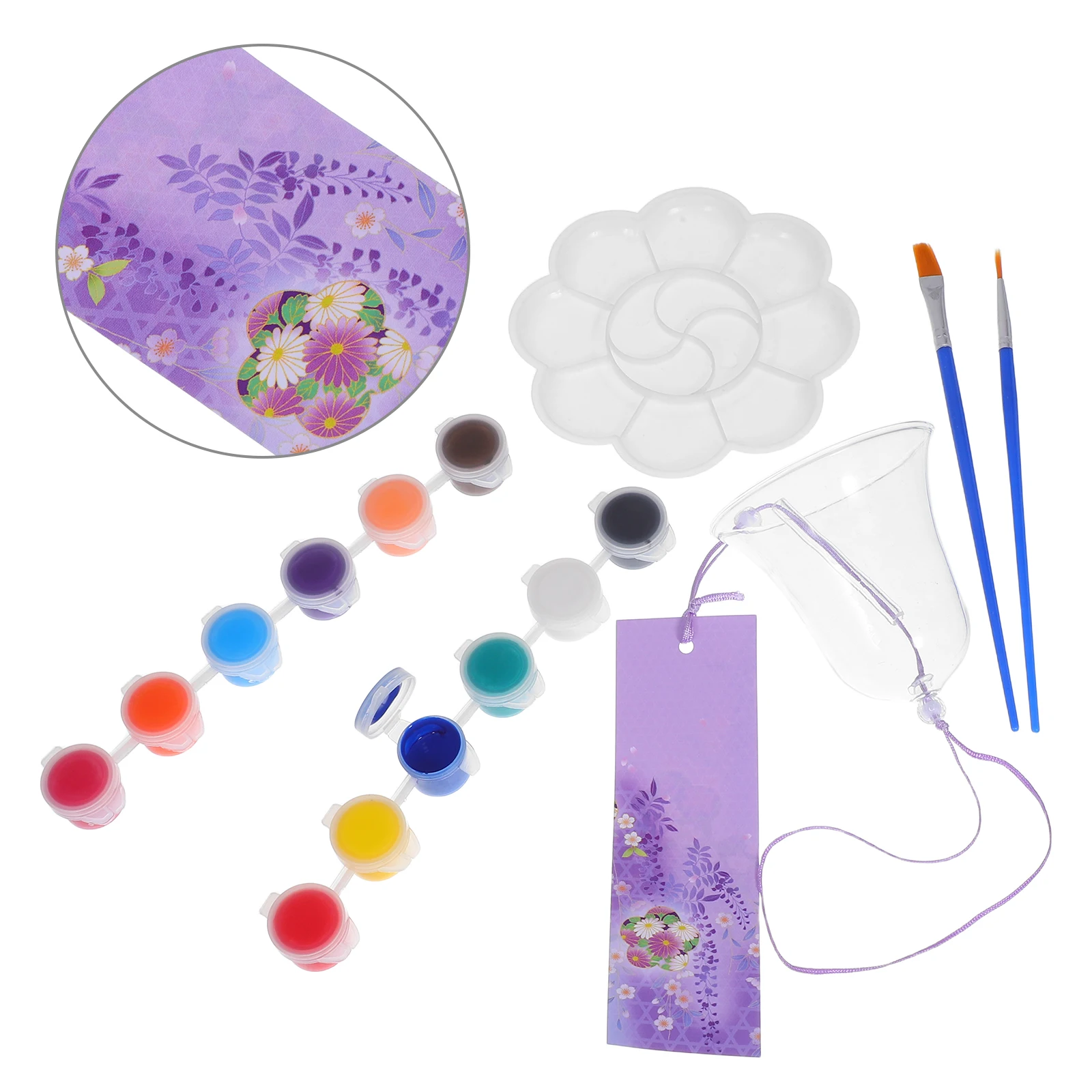 

Painted Wind Chimes Glass Hanging Ornament DIY Decor Car Blessing Decorative Paste Handmade Bell Pendant Student