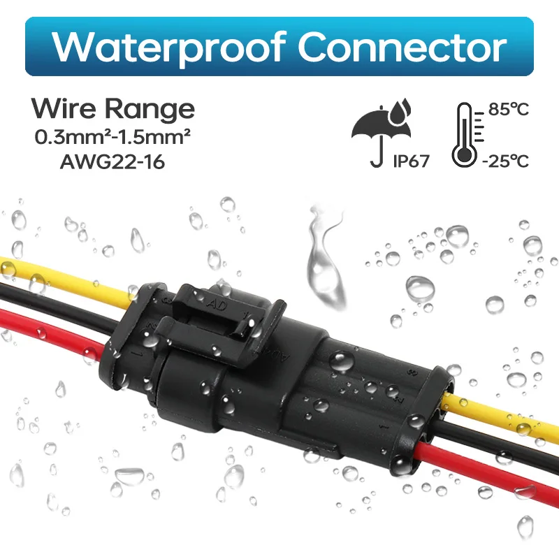 254/622 szt. Wodoodporne złącze przewodu samochodowego 1/2/3/4Pin zaciski elektryczne kabel w pudełku uszczelnione połączenie do motocykla samochodowego — zdjęcie 4