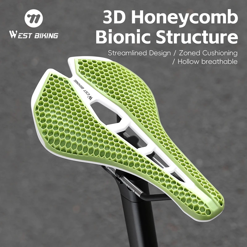 West Biking 3D Printed Honeycomb Road Bike Saddle 276g