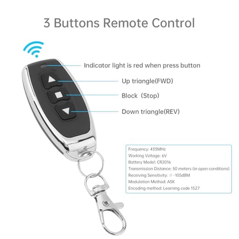 Wireless Forward Reverse DC Switch 5V to 48V 10A Load for Linear Actuator Motor Control and Industrial Equipment Use