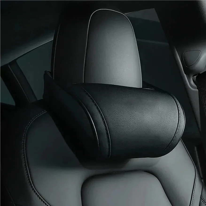 

Seat Headrest Travel Rest Neck Pillow PU Leather Neck Pillow Memory Foam Pillows Car Accessories used For Tesla Model3/Y/X
