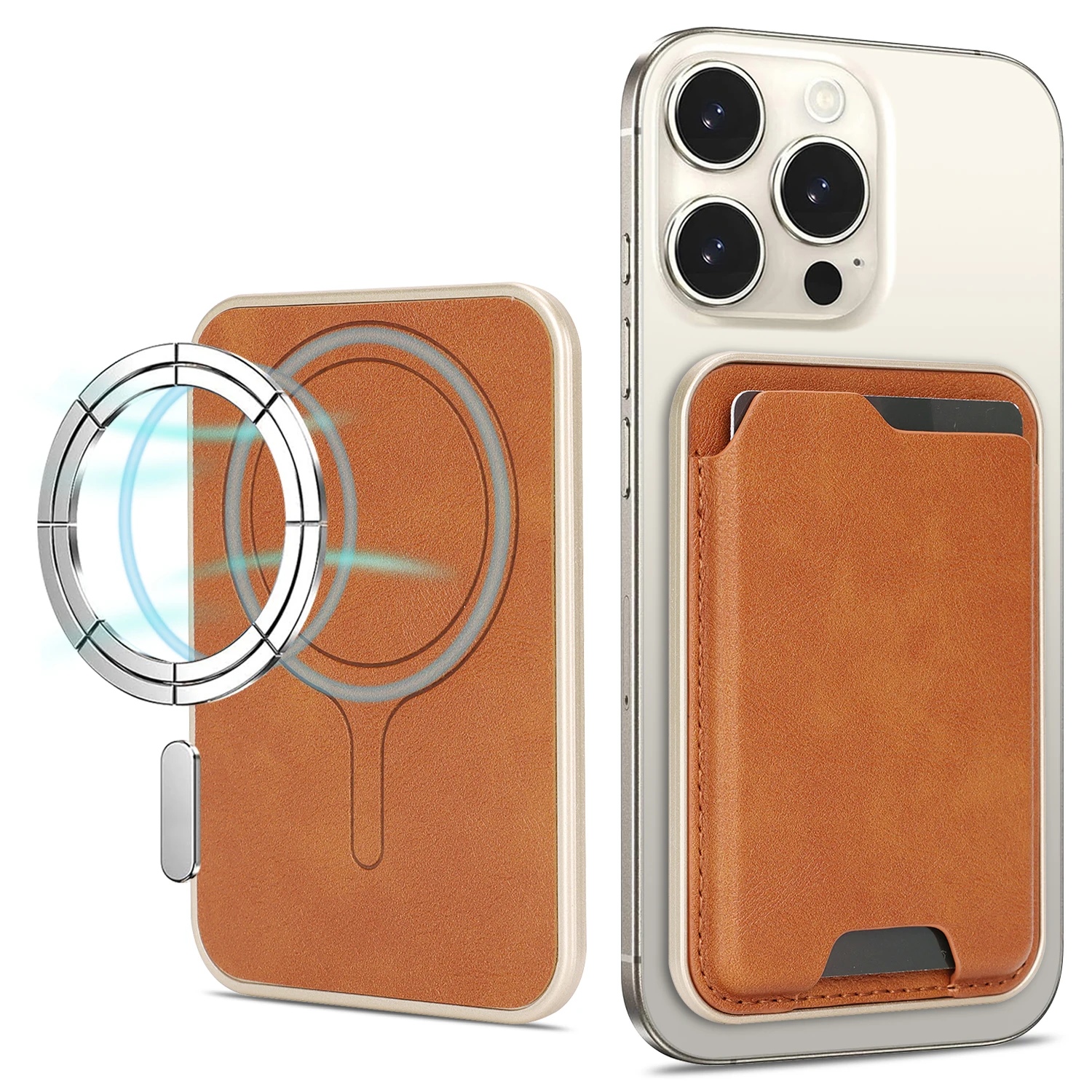 

Магнитный держатель для карт из натуральной кожи для iPhone 17, 16, 15, 14, 13, 12 Pro Max Air Plus, карман для удостоверений личности, чехол для телефона Mag-safe