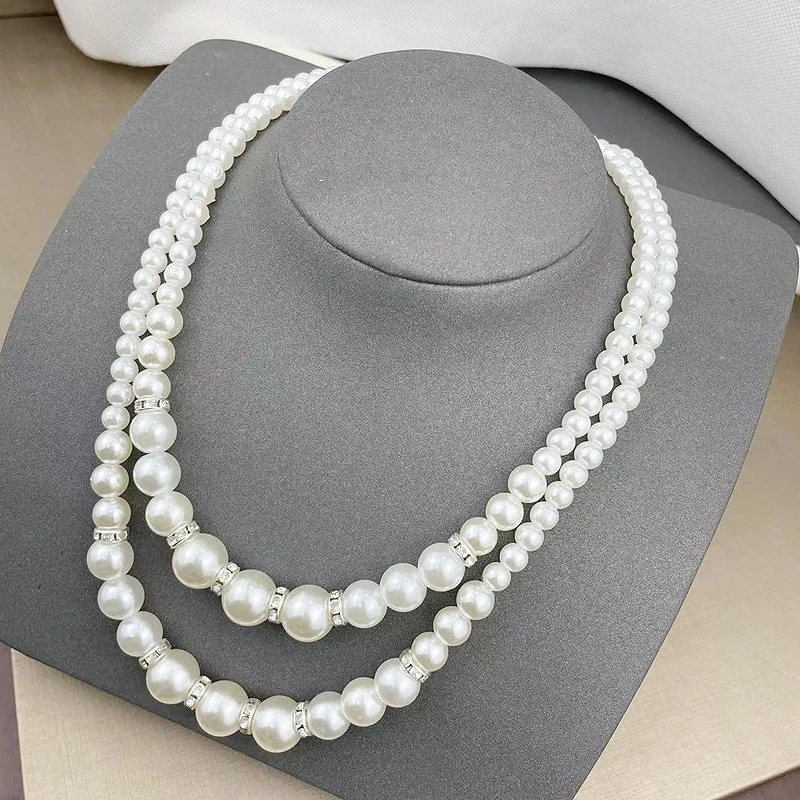 fnaf 2 rupee item New In Pearl necklaces 2 Layer Sexy Glamour Simulated Pearl Beads Necklace Women Lanyard Aesthetic