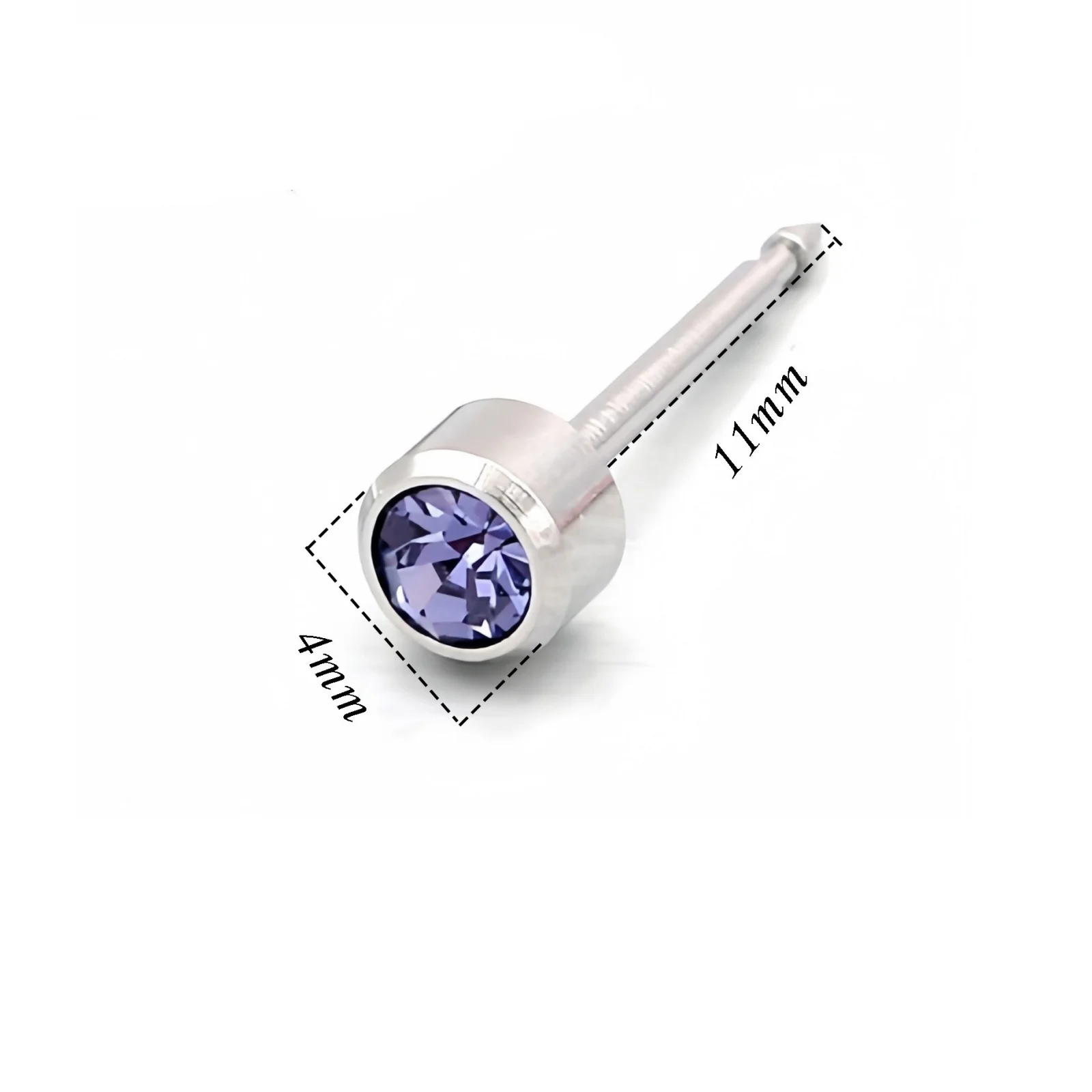 10pcs 4mm Exquisite Stylish Ear Post Stud Earrings Silver Color Stainless Steel Multicolor Rhinestone Earrings Men Women Jewelry
