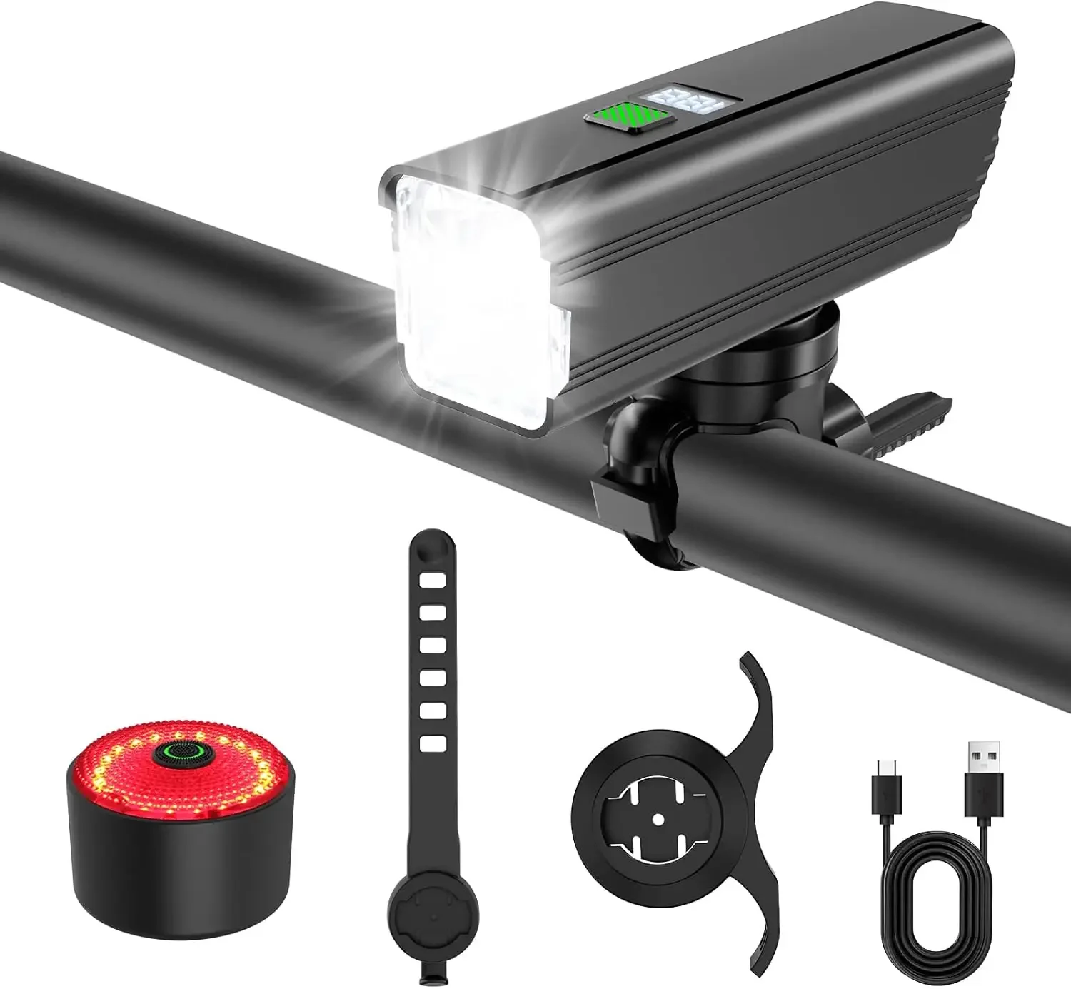 

2000LM Bike Lights Set: USB Rechargeable, Waterproof, Brake Sensing, 4500mAh