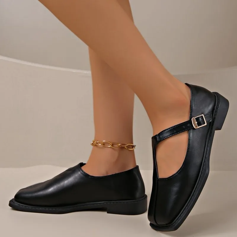 Comemore Retro Loafers Women's Autumn Fashion Square Head Low-heeled Single Shoes Female Shallow Mouth Temperament Mocasines view 4