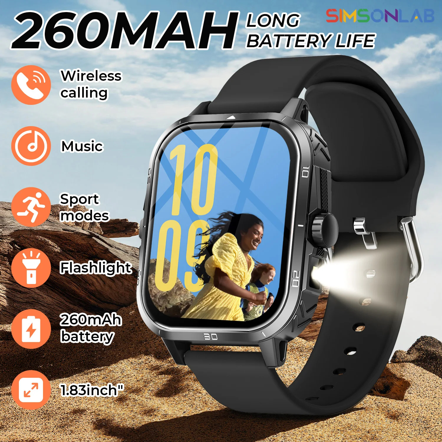 

Новые смарт-часы 2026 года: Bluetooth, беспроводные звонки, Siri, будильник, мультиспортивные режимы, для походов, удаленная камера, музыка, погода, игры. Отличный подарок для мужчин и женщин.