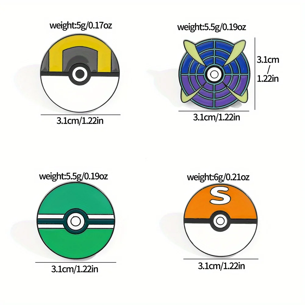 14 Pcs Cartoon Brooch Minimalist Poké Ball Great Ball Enamel Pin Backpack Clothing Jewelry Metal Badge Accessories Gift view 5