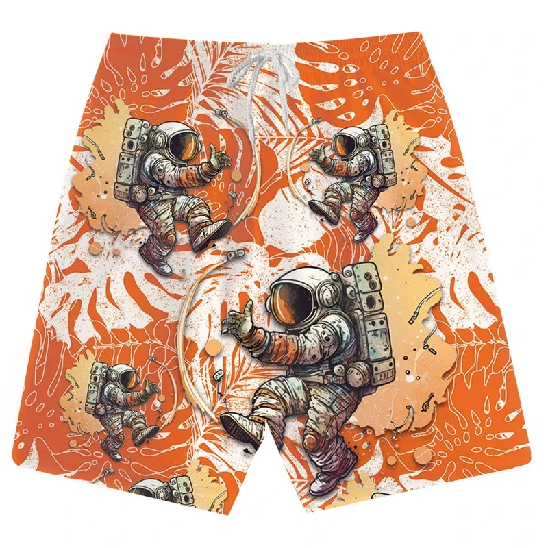 Astronaut Hawaiian Beach Mens Swim Short Casual Harajuku Fashion Surfing Short Pants For Men Clothes Space Cat Monkey Trunks Top