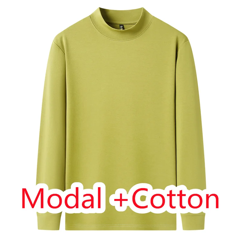 

Top Quality Modal Wear Tops Men 2025 Autumn Winter Classic Modal Cotton Tees Male Slim Fit Basic Mock Neck T-shirts Long Sleeved