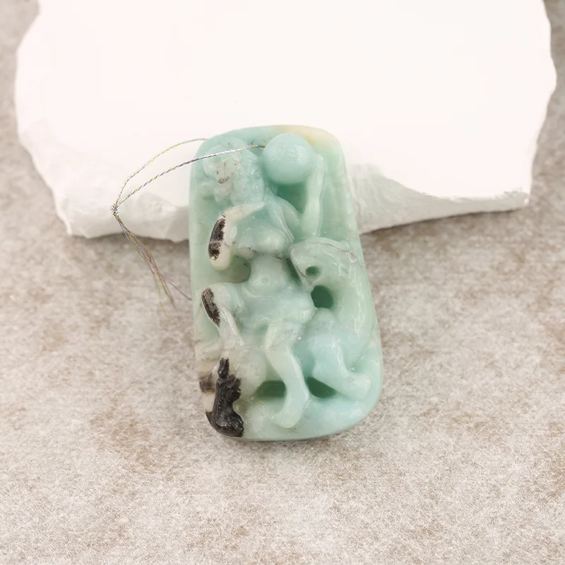 B&F Handmade Amazonite Pendants, Genuine Natural stones beads, Unique Stones for jewelry & DIY Earring Beads