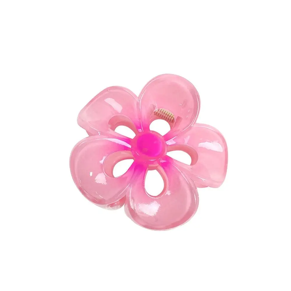 Trendy Gradient Color Flower Hair Claw Colorful Plastic Hollow Shark Clip Hair Accessories Headwear Frangipani Hair Clip Beach