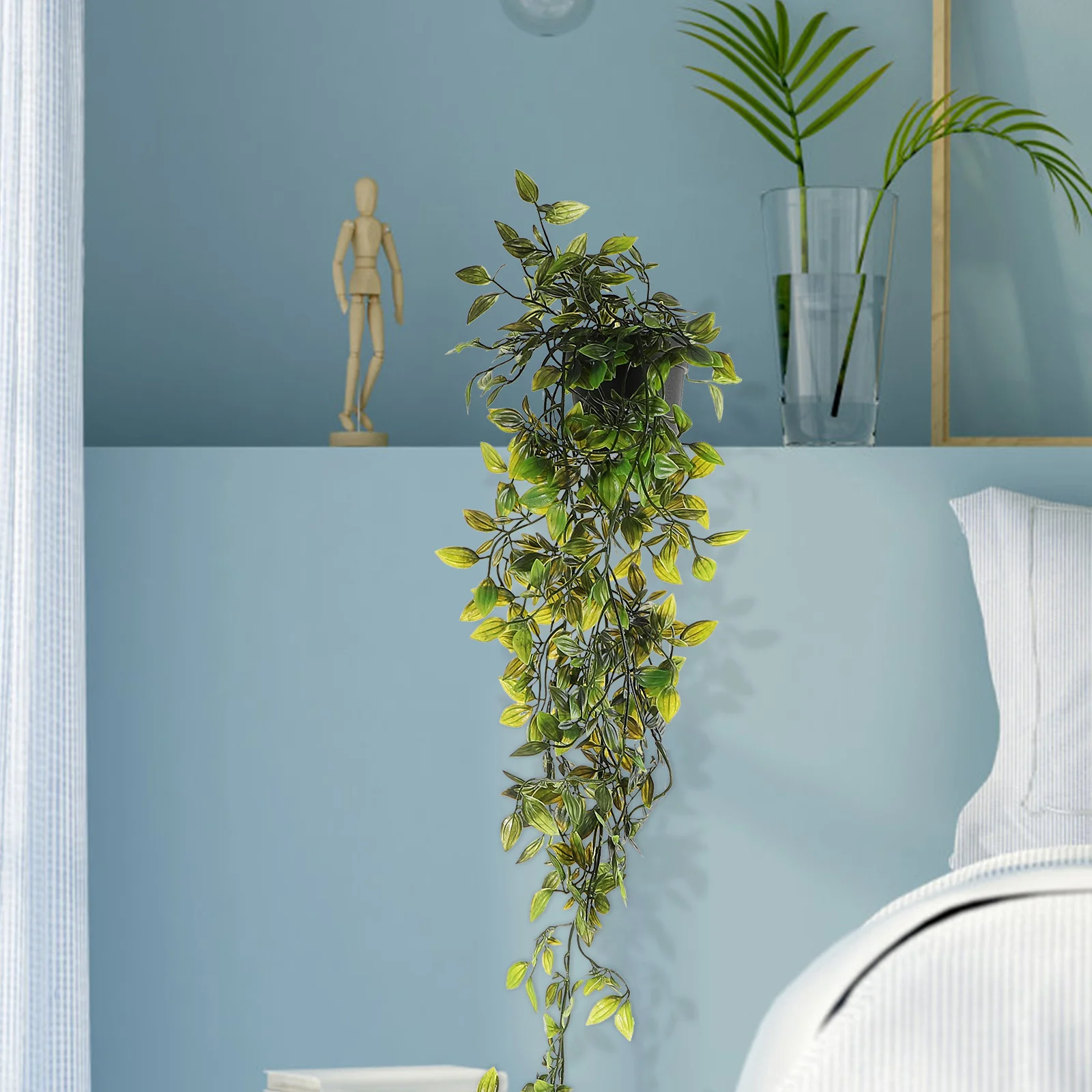 

1pc Wall Mounted Plant Bonsai Decorative Foliage Plants Vine Indoor HomeDelicate Realistic Plant Rattan Rattan Planter