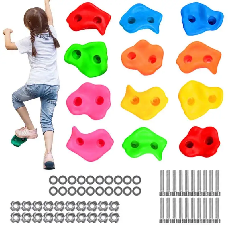 

Climbing Wall For Kids Colorful DIY Rock Climbing Holds Set Playground Play Set Easy To Install For Outdoor Indoor Home