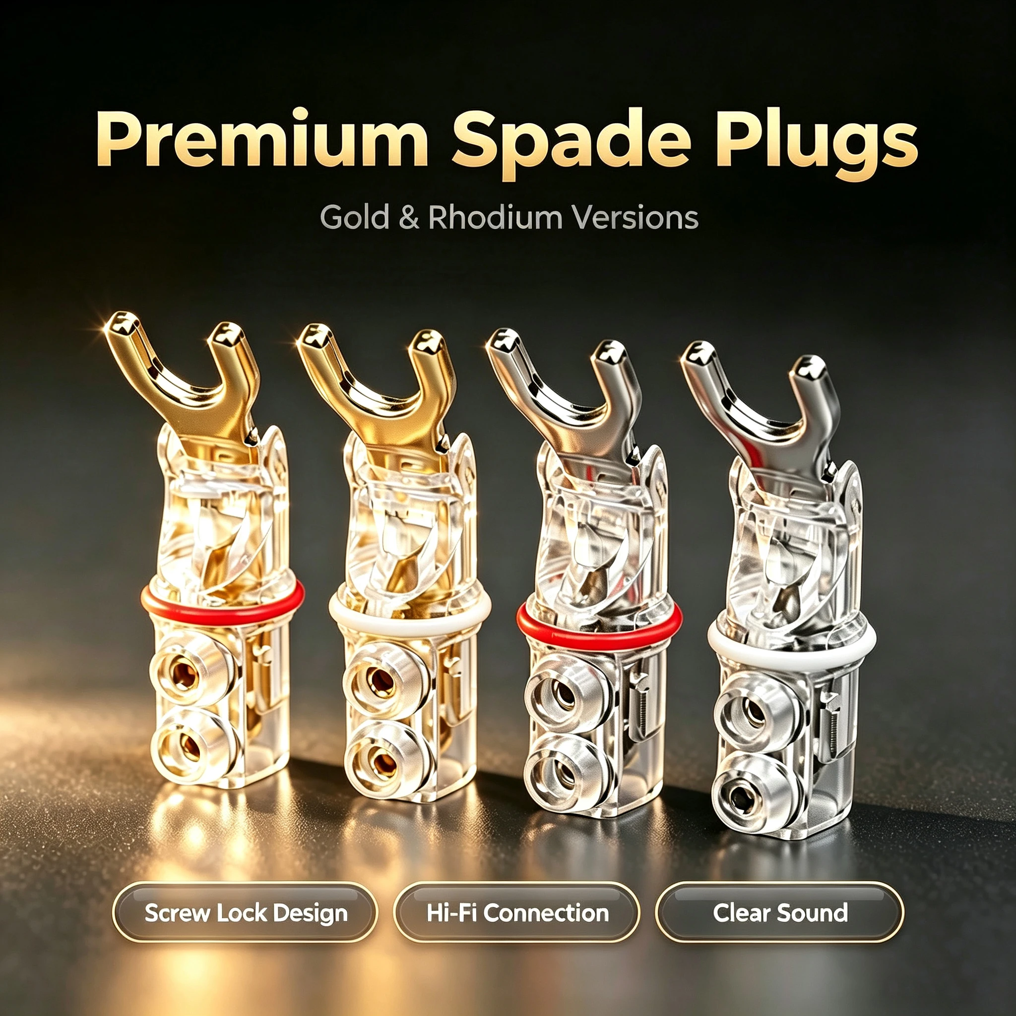 4pcs High Quality Gold/Rhodium Plated Hifi Audio Y Spade Connector Plug Terminal Plug For Loudspeaker Cable