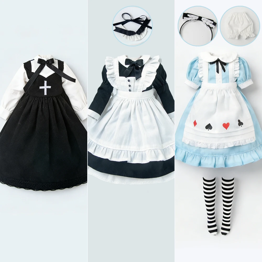 

Одежда Blyth, униформа горничной, юбка в стиле ретро, платье с бантом, кружевная юбка принцессы с цветочным принтом, комплект для Ymy Licca Ob22 24 Ker YMY, аксессуары для кукол