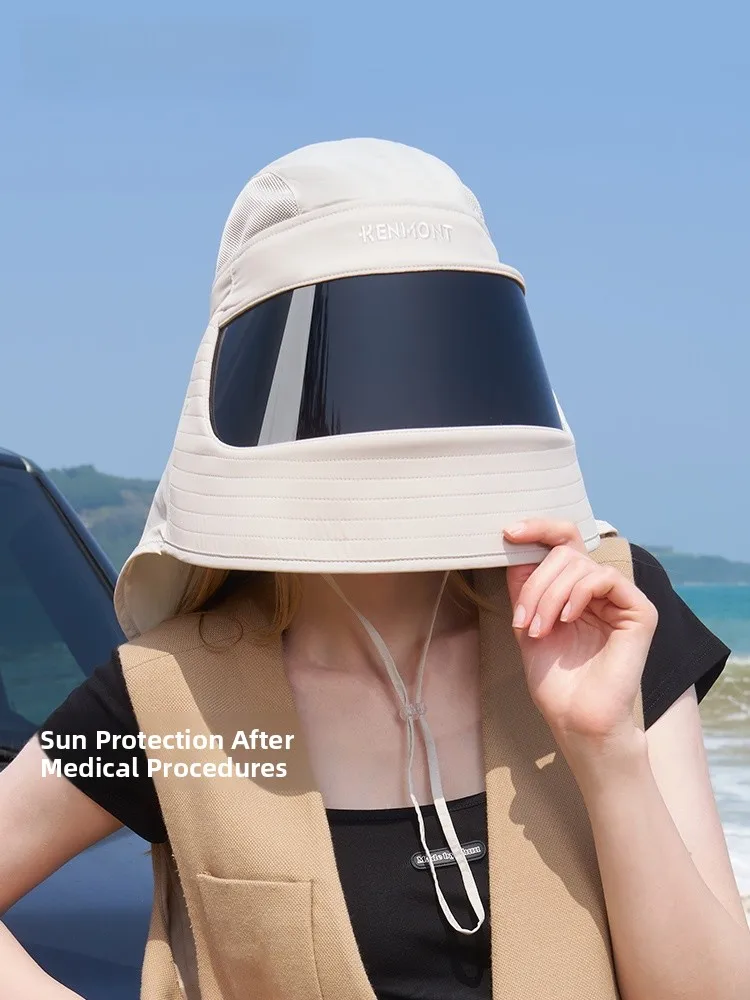 kacamata-kenmunt-flagship-sun-protection-hat-breathable-uv-protection-mask-medical-beauty-round-top-wide-brim-casual-nylon-hat