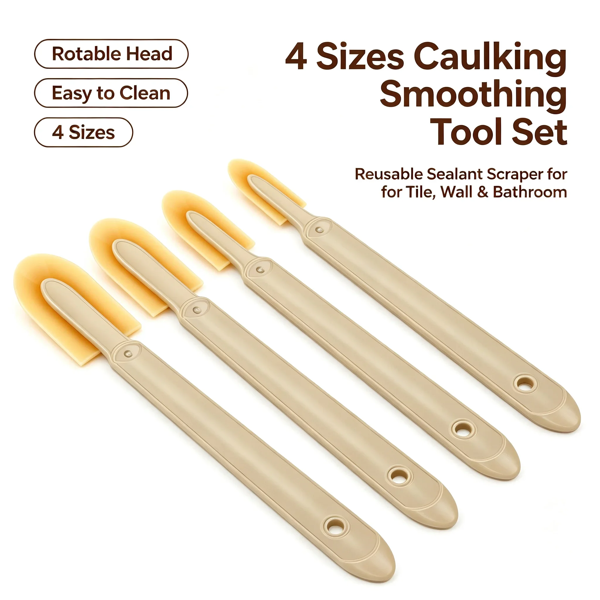 4PCS Silicone Caulking Tool Kit Grout Scraper Sealant Remover Set Multi-Functional Caulk Finishing Tools  Kitchen Bathroom Tile