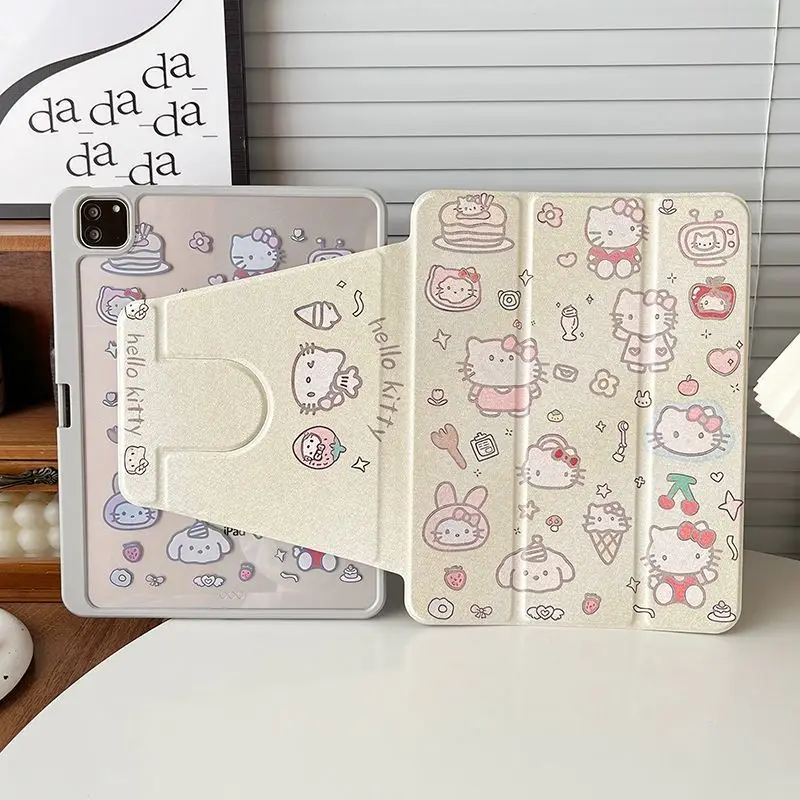 

Cute Hello Kitty Tablet Computer Protective Case For iPad Mini 4 5 6 7 8.3 Inch Pro 2024 Air 5 6 7 13in 10TH Acrylic Cover Gifts