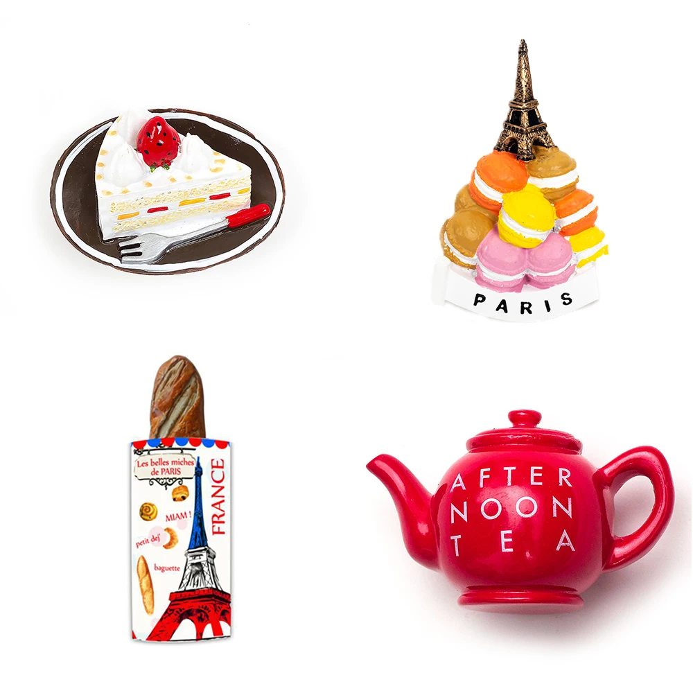 Creative Cartoon Afternoon Tea Food Resin Three-Dimensional Design Refrigerator Stickers Magnetic Message Home Decoration