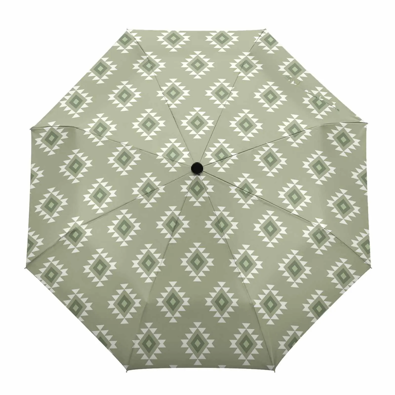 

Green Classic Aztec Abstract Art Tribal Ethnic Style Creative Automatic Folding Umbrella Rain Women Windproof Parasol Parapluie