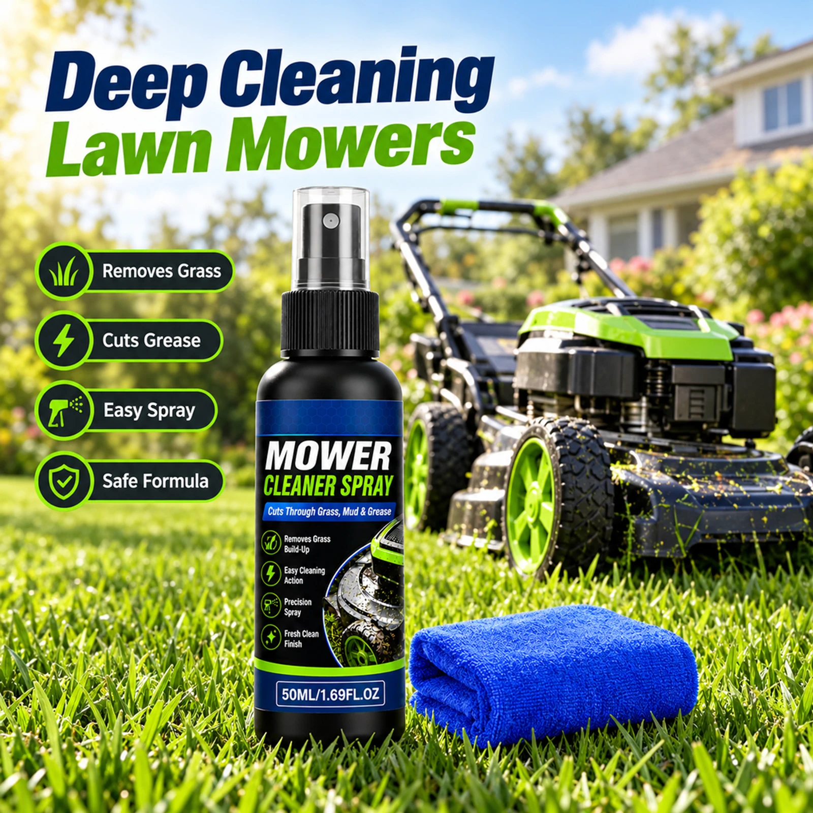 Lawn Mower Cleaner Spray Grass Cuttings Oil Stains Remove Reduce Clumping Rust Multi Purpose Garden Power Tools Cleaning Liquid