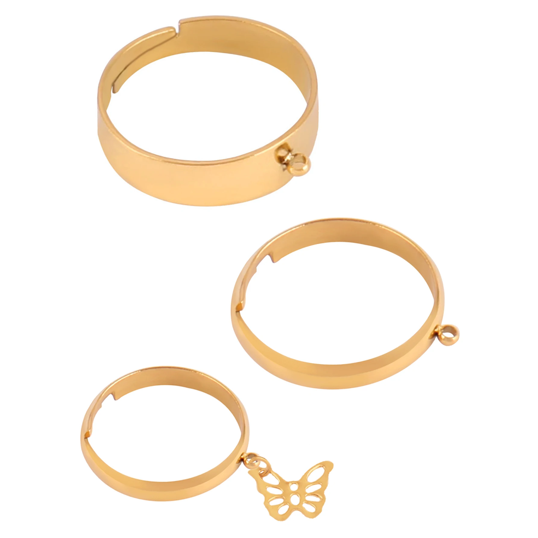 5Pcs/lot Stainless Steel Ring Blank Adjustable Rings Setting Base DIY Finger Ring Loop Jewelry Making Findings Accessories Bulk