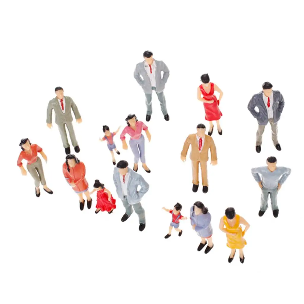 20 Figure di persone passeggeri dipinte Modello di treno Diorama Edifici G 1:25