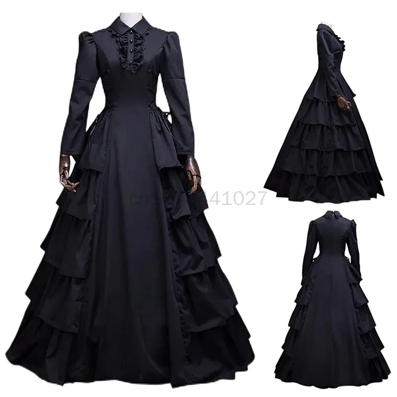 

Medieval Victorian Dress For Women Renaissance Black Palace Carnival Party Ball Gown Princess Gothic Dresses Female Vestido Robe