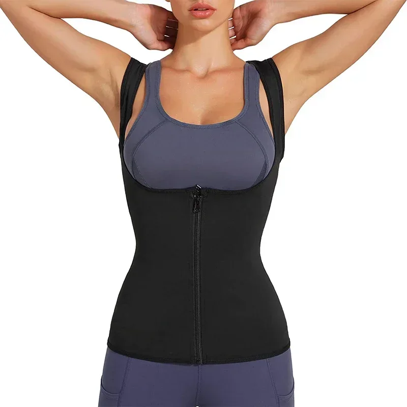 Damen Sauna-Shaper-Weste Thermo-Schwitz-Shapewear Tanktop Schlankheits-Weste Taillentrainer Korsett Fitness-Workout Kompressions-Shirt