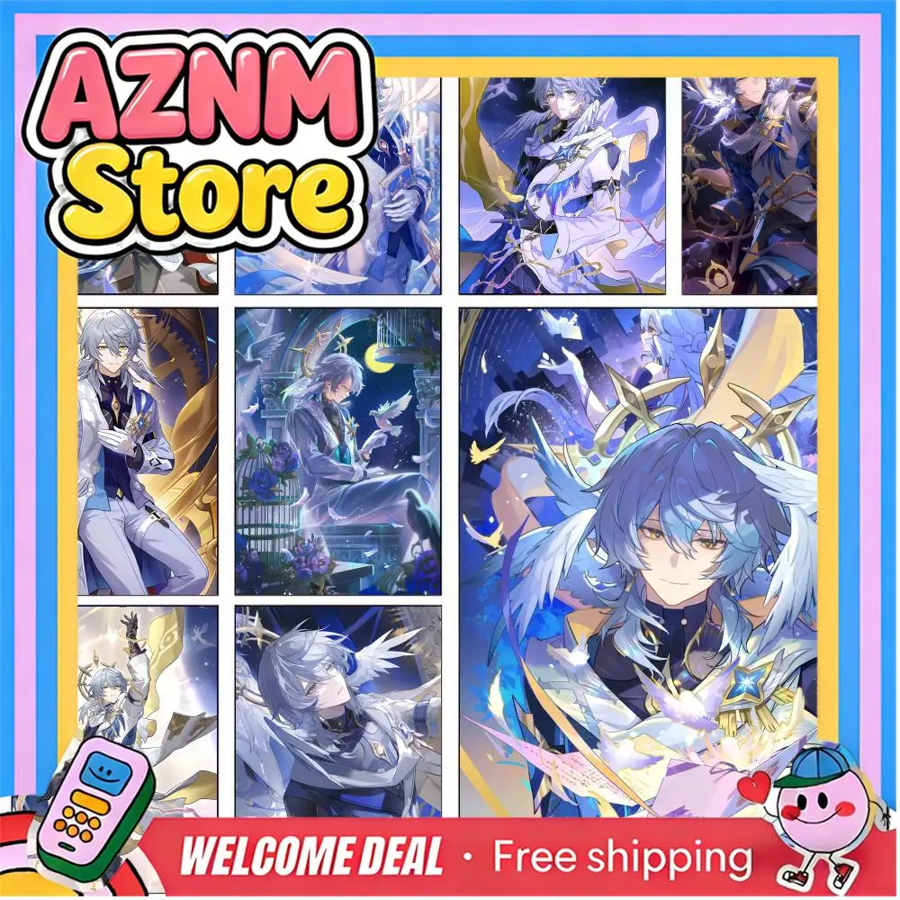 Sunday Honkai Star Poster Removable Wall Sticker Self Adhesive Art Mural Home Office Living Room Dining Room Wall Decor