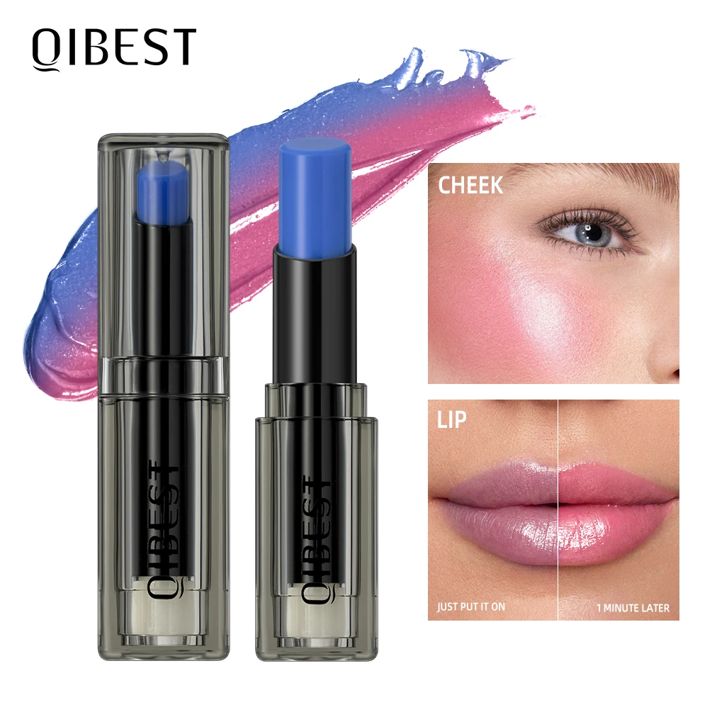 QIBEST bleu noir rouge à lèvres température couleur changeante baume à lèvres hydratant durable Ph changement couleur lèvres tache teinte cosmétiques