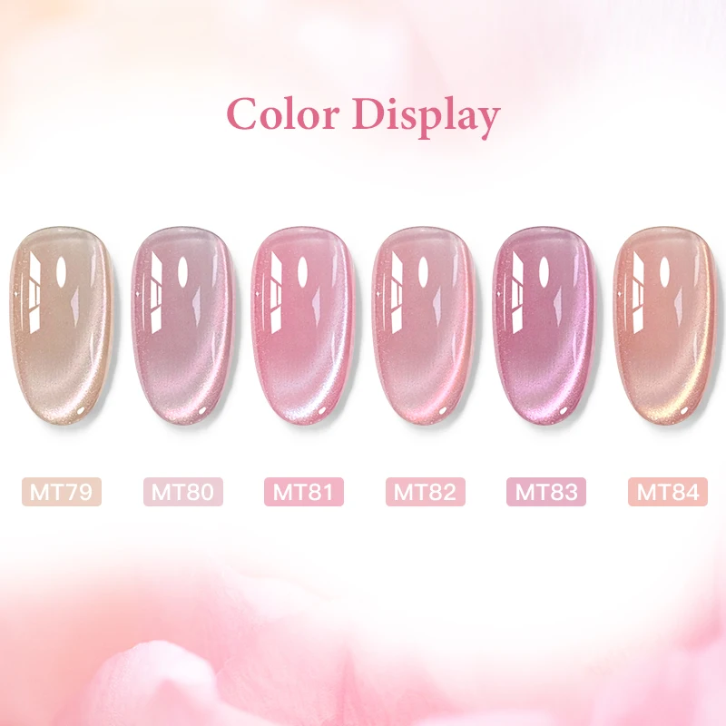 เจลแม่เหล็กสีชมพูอ่อนแบบมีประกายวิบวับ เจลแม่เหล็กตาแมว  ยาทาเล็บเจลแม่เหล็กแบบลอกออกได้ สำหรับทำเล็บ