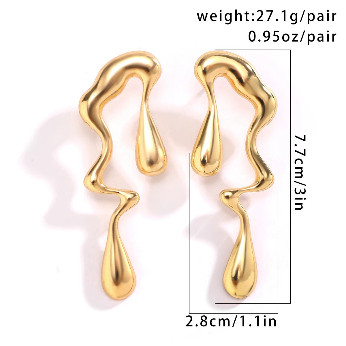 IngeSight.Z Creative Metal Irregular Water Drops Stud Earrings for Women Vintage Gold Color Geometric Long Earrings Christmas