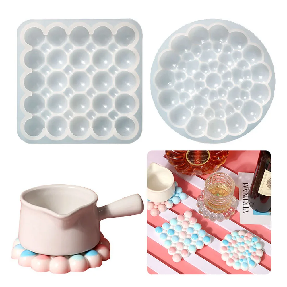 

Cute Bubbles Chubby Cement Coaster Cup Mat Round Concrete Storage Tray Silicone Mold Plaster Gypsum Display Plate Epoxy Mould