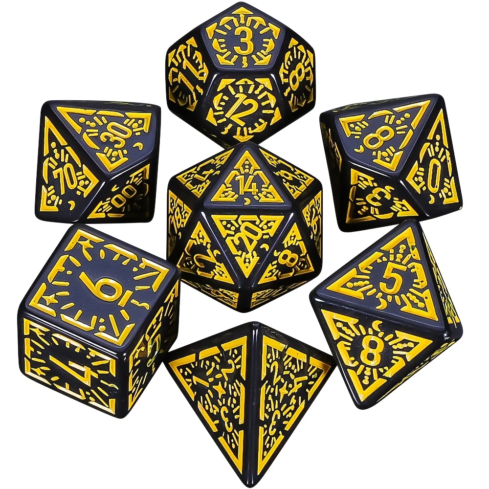 DND Dice Set -7pc Carved Pattern Polyhedral Dice with Dice Bag for D&D RPG MTG Role Playing Table Party Games & DM & Dice Goblin view 4