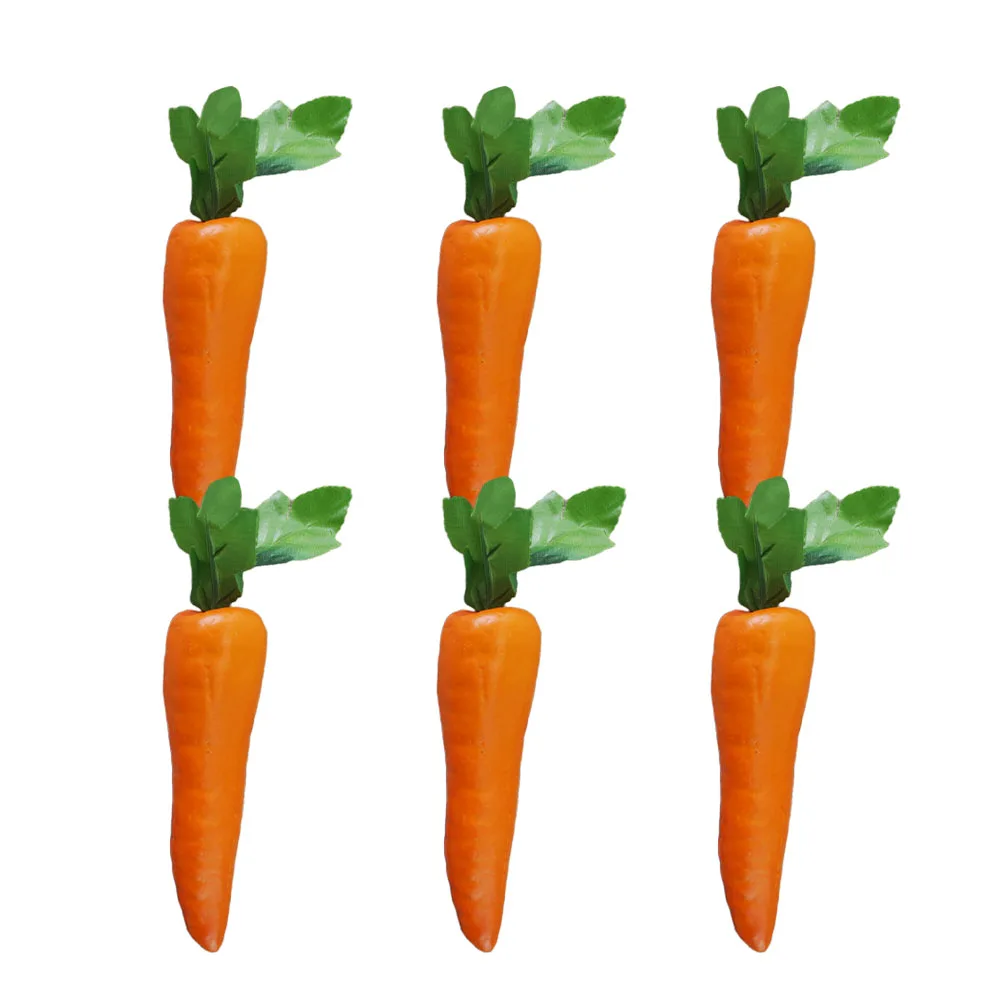 

6pcs Artificial Foam Carrots Simulation Vegetables Decor Photo Props Realistic Design Kitchen Decoration Teaching Material