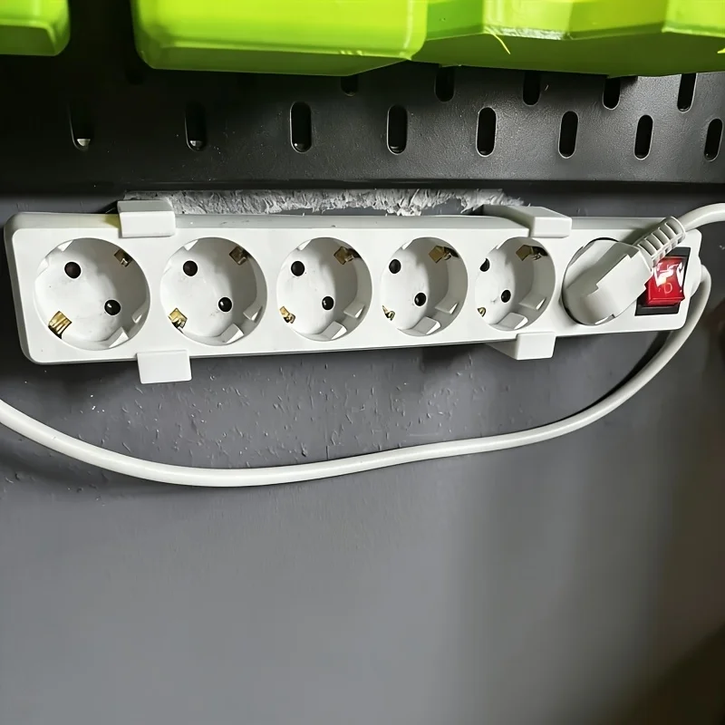 2Pcs 3D Printed Outlet Fixer, White/Black Wall-Mounted Power Strip Holder, Sturdy Cable Manager with Cable Ties